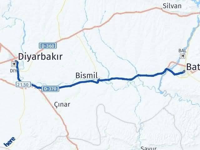 Diyarbakır Batman Arası Kaç Kilometre?